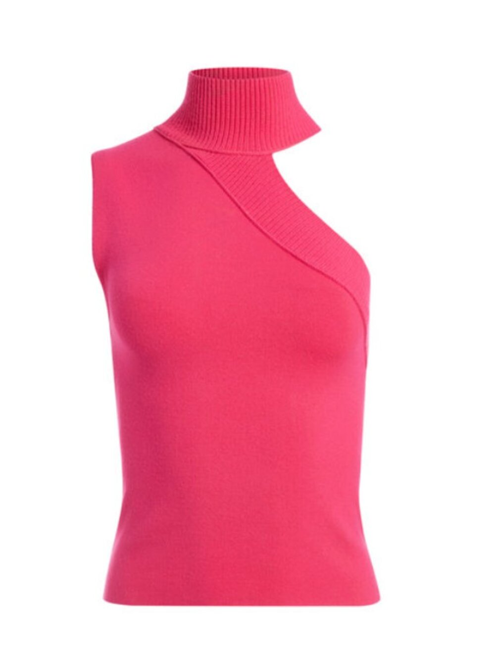 Alice + Olivia Hot Pink One-Shoulder Turtleneck Tank